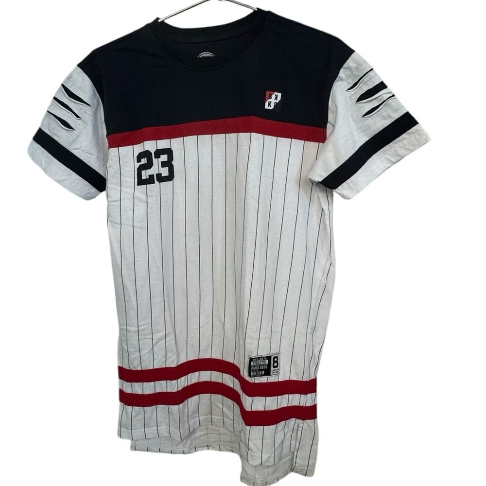 Retro High End Bleeker & Mercer Pin Stripe 23 White Streetwear Men’s M T-Shirt